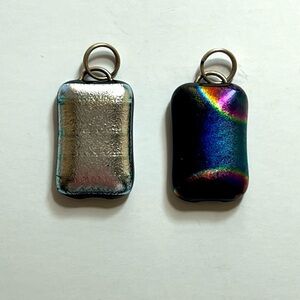 Dichroic Glass Pendants | Silver & Ocean Blue